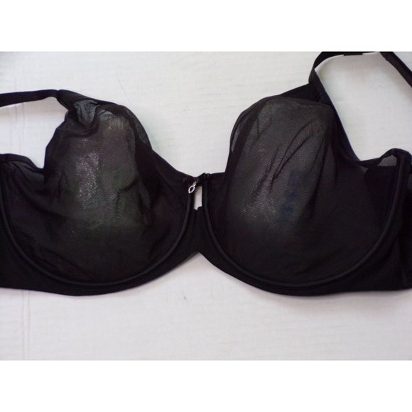 CURVY COUTURE Full Figure Non-Padded Sheer Mesh Underwire Bra Black 44DD #1311 - Picture 5 of 9